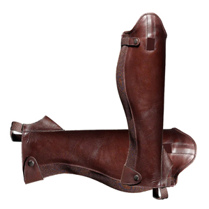 OEM Custom Genuine Leather <b>Half</b> <b>Chaps</b> Soft Cowhide Equestrian Horse Riding Gaiters High Quality <b>Chaps</b> LHC-0050 - Product Image 4