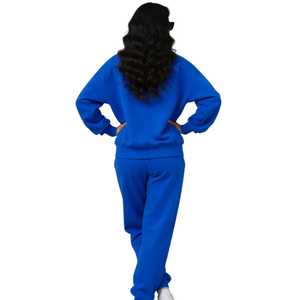 Women Fleece Crew Neck Sweatshirt Tracksuit <b>Set</b> Cuffed Jogger Trousers Relaxed Fit Casual Winter <b>Two</b> <b>Piece</b> <b>Lounge</b> Outfit - Product Image 2