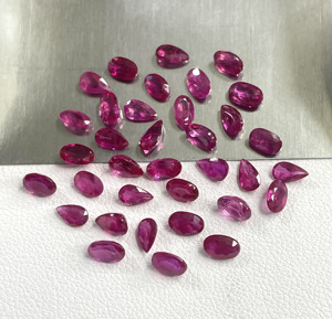 100% Natural Fine Quality Burma <b>Ruby</b> Heat 3x5mm Oval Pear Cut Reddish Pink Color Loose Gemstone for Making Jewellery - Product Image 4