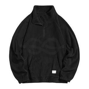 Venta al por mayor de los hombres personalizados media cremallera sudadera sin capucha de color sólido de gran tamaño 1/4 cremallera sudadera de lana logotipo personalizado - Product Image 1