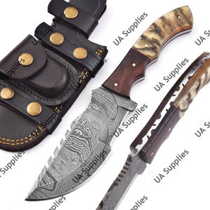 Couteau Tracker en Acier Damas de Haute Qualité, Manche en Bois Pakka, Lame Intégrale, Étui en Cuir Robuste, Vente en Gros OEM/ODM, Faible MOQ - Product Image 5