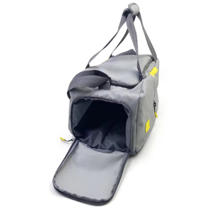 Gray Nylon Sport Duffel Bag with Yellow Accents Zipper Closure Durable Fitness Gym Bag - Product Image 2