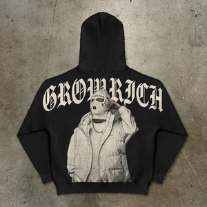 Sudadera con Capucha Oversize de Algodón con Estampado Gótico de Esqueleto Heartless, Estilo Urbano de Otoño, Ajuste Regular, Tejido French Terry - Product Image 5