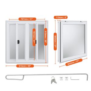 Ventana de Concesión de Aleación de Aluminio de 36"x36" para Food Trucks, 4 Ventanas Horizontales Deslizantes, Puerta con Toldo y Función de Arrastre - Product Image 2