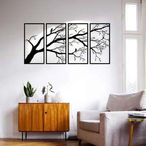CIFbuy Quadro da Parete a 4 Pannelli in Stile Minimalista, in Ferro, con Ramo Nudo e Uccello, Decorazione di Lusso per la Casa a Tema Naturale, Disponibile per Ritiro in Negozio - Product Image 6