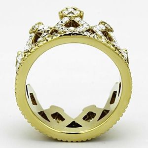 TK1109 - Anello in Acciaio Inossidabile di Alta Qualità con Cristallo Trasparente, Placcatura in Oro (Ion Plating) IP per Piatti e Vassoi - Product Image 3