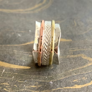 Wide Band <b>Spinner</b> <b>Ring</b> Rotating Sterling Silver Handmade Anxiety Fidget <b>Ring</b> Unisex Design - Product Image 2