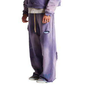 <b>Wholesale</b> New Design 100% Cotton Heavyweight Sun fade Washed <b>Flare</b> <b>Sweatpants</b> Custom Logo Distressed Jogger pants - Product Image 3