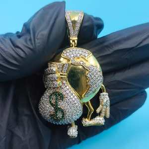 Colgante de Bolsa de Dinero con Moissanita Iced Out, Chapado en Oro, Estilo Hip Hop, Plata de Ley 925, Joyería Fina, Regalo para Amigos - Product Image 1