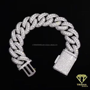 กำไลข้อมือดีไซน์เนอร์แบบ Cuban Link ประดับด้วยเพชร Moissanite ระยิบระยับ พร้อมตัวล็อกแบบกล่องที่แข็งแรงทนทาน - Product Image 5