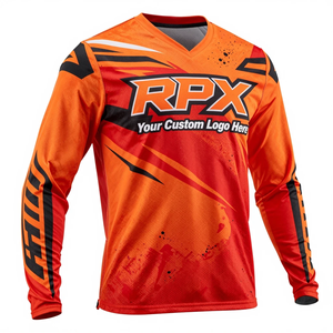 Custom Plus Size Long Sleeve Digital Print Windproof Motocross Jersey <b>Flame</b> Retardant Quick Dry Lightweight Motocross Jersey - Product Image 4