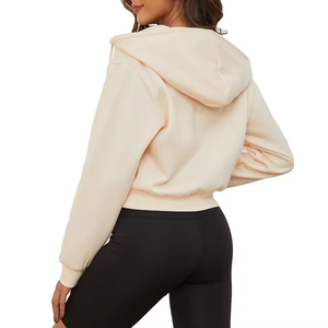 Custom Women Crop Top Hoodie Casual Women's Hoodies & Sweatshirts <b>Zipper</b> Cropped Oversize Hoodie for Women - Product Image 1