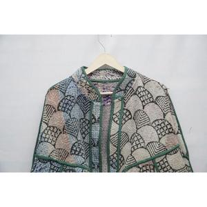 เสื้อแจ็คเก็ตถักลายผีเสื้อสีเขียวอมฟ้าสำหรับผู้หญิง คอจีน แขนปกติ บุผ้านวม 100% ผ้าฝ้าย เป็นมิตรกับสิ่งแวดล้อม ระบายอากาศได้ดี - Product Image 5