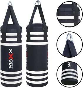 Genuine Leather Heavy Duty Kicking Bag <b>Set</b> with Gloves 100 lb Weight Kickboxing Training Wall Mount Bracket for Adults - Product Image 2