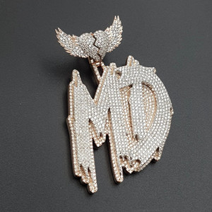 925 Silver Plated Hip Hop Design Bezel Set Baugette VVS Moissanite <b>Name</b> Initial Number Letter IGI Certified Unisex Pendant Charm - Product Image 4