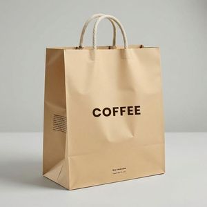 Bolsa de Papel Kraft para Café con Asa de Cuerda de Algodón, Impresión Offset, Embalaje de Alimentos Reciclable, Estilo Clásico - Product Image 1