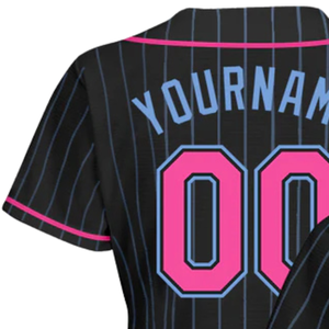 Black Light Blue Pinstripe Pink Light Blue Baseball Jersey for Men Button Down Team Uniform Breathable Lightweight <b>Athletic</b> - Product Image 5