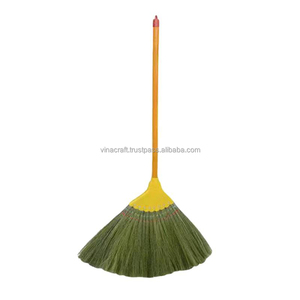 Grass Broom with Yellow Head and Wooden Handle for Floor Cleaning Durable Home Use - Product Image 4
