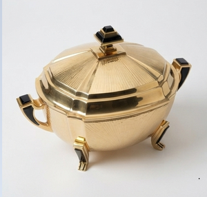 Vajilla para el Hogar y la Cocina, Sopera de Acero Inoxidable Chapada en Oro para Servir Deliciosas Sopas, Utensilios de Cocina para Restaurantes - Product Image 1