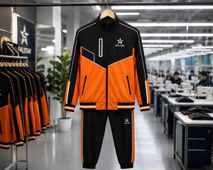 Performance Outerwear, Adjustable Hood and Cuffs, Durable Athletic Training Jacket, Streetwear Two Tone <b>Black</b> Orange <b>Windbreaker</b> - Product Image 5