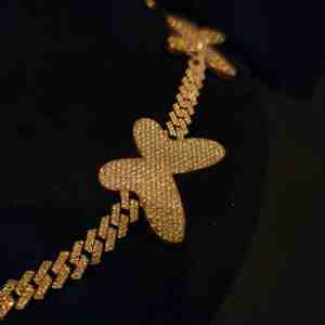 Chaîne cubaine papillon de luxe en argent sterling plaqué or avec diamants de laboratoire, bijoux hip-hop unisexe, cadeau 8MM - Product Image 2