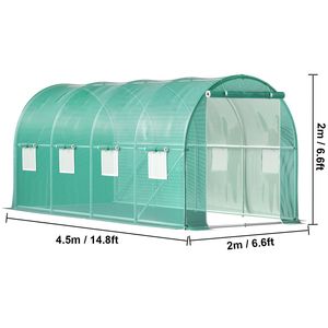 Serre tunnel portable 15 x 7 x 7 pieds avec arceaux en acier galvanisé, 1 poutre supérieure et poteaux diagonaux, pour jardinage et espaces de culture - Product Image 5