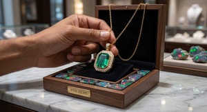 Collier pendentif plaqué or 18 carats en argent sterling 925, style européen, émeraude taillée, cadeau de fiançailles de luxe, idéal pour les soirées - Product Image 3