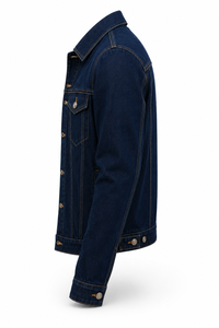 Veste en jean bleu foncé pour homme, 100% coton, coupe classique, fermeture à boutons, imprimé, écologique, lavable, coupe-vent, streetwear vintage - Product Image 4