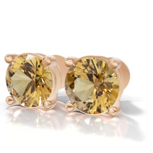Heerani Jewels Natural Round <b>Citrine</b> 925 Sterling Silver Classic Stud Vermeil Rose Gold Unisex <b>Earrings</b> - Product Image 1