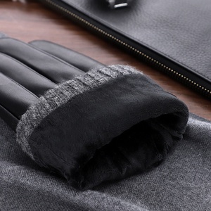 Gants en cuir longueur poignet avec doublure thermique en laine, style uni, pour l'hiver, utilisation quotidienne - Product Image 4