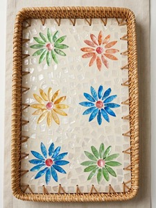 Hot Product Rattan Mother of Pearl Serving <b>Tray</b> Decorative Tableware Mother of Pearl Storage <b>Tray</b> <b>for</b> Home <b>Decor</b> - Product Image 6