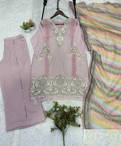 Pakistani Women's Salwar Kameez Party Wear pakistani style with <b>Floor</b>-Length Three Piece Suit 85229 LEMBOGEE- LG-2103 - Product Image 3
