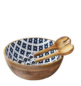 Natural Wooden Serving Bowl Handmade Solid Wood Salad Bowl Eco Friendly Kitchenware Fruit Bowl Durable Dining <b>Tableware</b> - Product Image 5