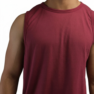 Débardeur sans manches pour homme, col rond, couleur unie, tricoté, vêtement décontracté, bordeaux - Product Image 6
