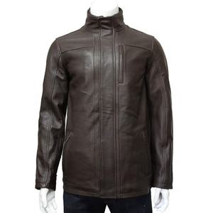 2022 แฟชั่นล่าสุดของผู้ชายเสื้อแจ็คเก็ตหนังหนังแกะฤดูหนาวคอตั้งแบบเรียบยอดนิยมดีไซน์เรียบง่ายสบายๆ - Product Image 3