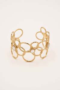 Brazalete de Flor Chapado en Oro con Engaste de Granate, Estilo Bohemia, Joyería de Latón Hecha a Mano para Mujer, Producto al por Mayor - Product Image 3