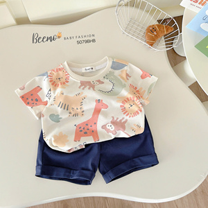 BEEMO, conjunto de ropa informal de verano para niños, ropa para niños pequeños con estampado de animales bonitos, conjuntos de ropa para bebés hechos en Vietnam - Product Image 2