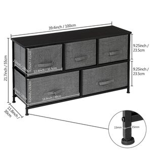 Comò Moderno a 2 Livelli per Cameretta, Armadio Organizzatore Ampio con 5 Cassetti in Tessuto Facili da Estrarre, Struttura in Metallo, Unità Multiuso - Product Image 5