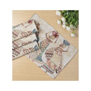Floral Jacquard Embroidered Golden Lace Border <b>Dining</b> <b>Table</b> Mat Home Heat Insulation Kitchen Decoration for Wedding Occasions - Product Image 3