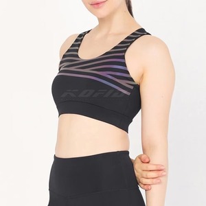 Soutien-gorge de sport simple Kofio noir avec logo frontal, léger, bretelles réglables, col rond, respirant, coupe ajustée, haut de sport pour femme - Product Image 4