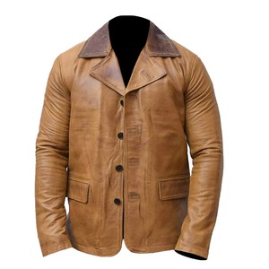 Customized <b>Men</b> <b>Leather</b> <b>Jacket</b> Coat Brown <b>Leather</b> Lambskin Wholesale Bulk Faux <b>Jacket</b> - Product Image 1