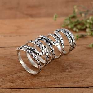 Handmade 925 Sterling Silver <b>Full</b> <b>Finger</b> Armor <b>Ring</b> Adjustable Statement Jewelry - Product Image 2