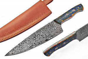 Ensemble de couteaux de chef professionnels faits à la main en acier Damas vintage 1095 15N20, lame en acier carbone, finition haute brillance, couteau de cuisine - Product Image 3