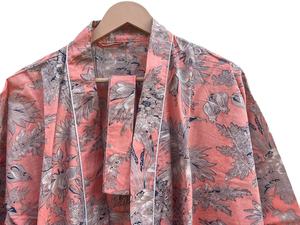 Bata Kimono de Algodón 100% Tejido con Estampado de Dibujos Animados para Mujer, Camisón de Verano Hecho a Mano, Cuello en V, Cintura Elástica, Largo Completo, ODM - Product Image 3