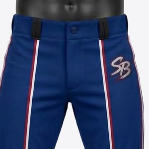 Custom Elite Baseball <b>Knicker</b> Pants <b>Men</b> Blue With Red White Stripes SB Logo High Waist Breathable Sporty Fit - Product Image 6