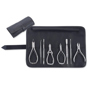 Cape de coiffure professionnelle en acier inoxydable 8 pièces de haute qualité pour bébés et adultes, usage barbier, logo personnalisé, durable, 5-en-1 pour manucure - Product Image 2