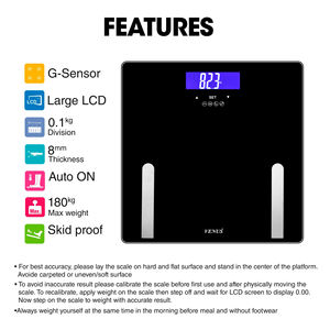 Balance de salle de bain numérique moderne et portable avec écran LCD, plateforme antidérapante, écologique, mesure du poids jusqu'à 180 kg - Product Image 4