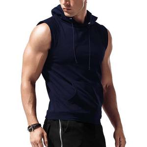 Sweat-shirt à capuche sans manches pour homme, couleur unie, tricoté, respirant, coupe ajustée, décontracté, pour l'été - Product Image 3