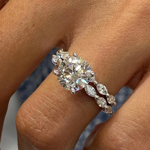 แหวนเพชรทรงกลมคุณภาพสูง 3.50 กะรัต เพชรเพาะเลี้ยงในห้องปฏิบัติการ รับรองโดย IGI สี D E F ความสะอาด VVS VS ทองคำ ทองคำกุหลาบ ทองคำขาว - Product Image 1