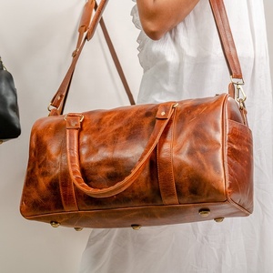 Vintage marron 100% en cuir véritable sac de sport pour la nuit bandoulière épaule sac de voyage pour la nuit le week-end voyage usage quotidien - Product Image 2